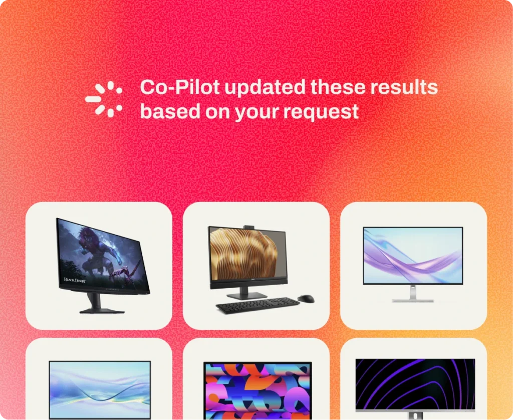 Cimulate co-pilot updates laptop search results based on shopper request